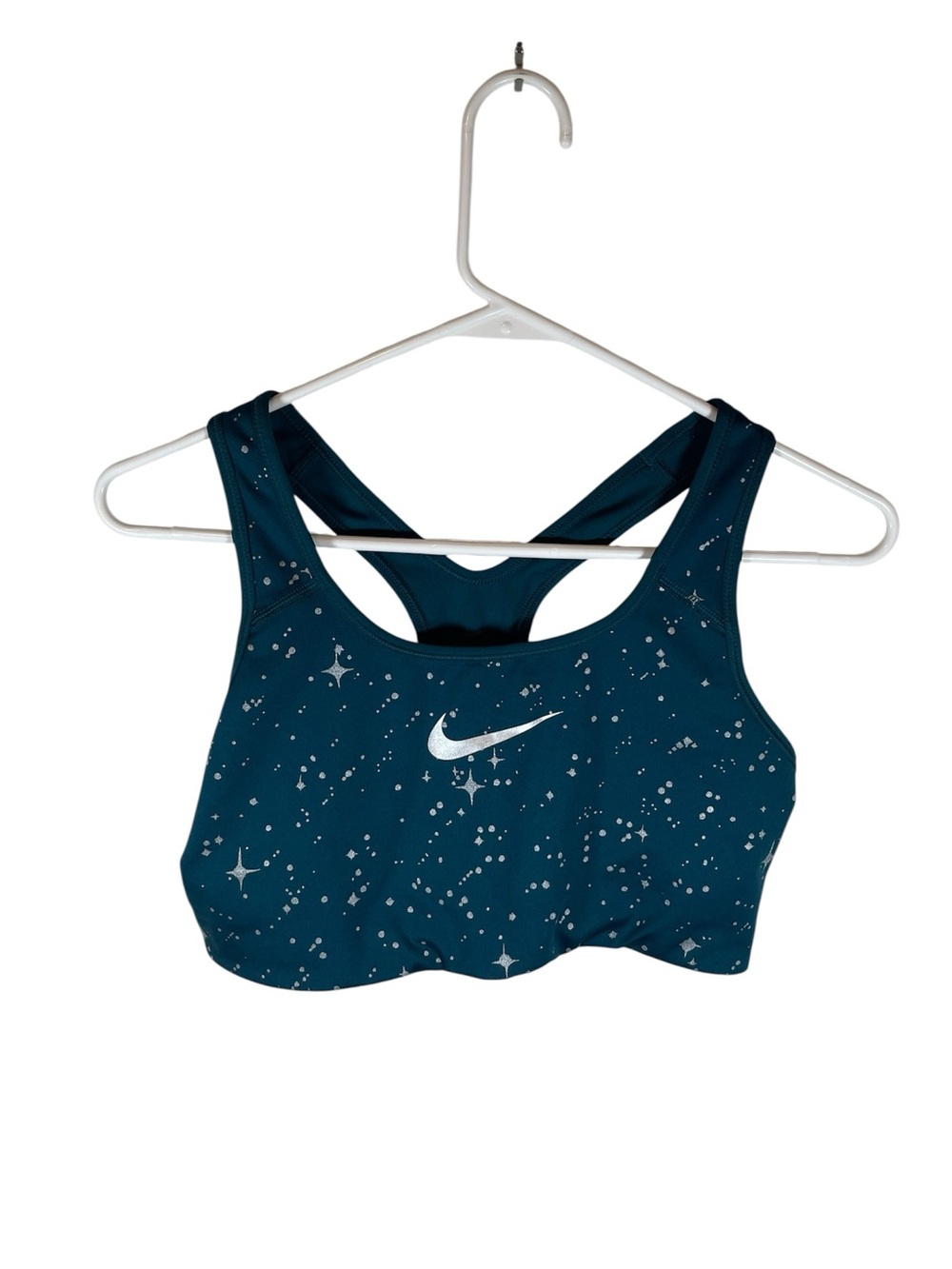 Nike Dark Turquoise Star Speckle Racerback Sports Bra with Sliver Swoosh